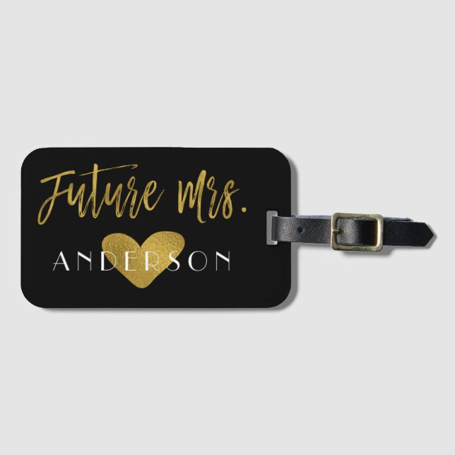 Future Mrs. Gold Foil Luggage Bag Tag (Front Horizontal)