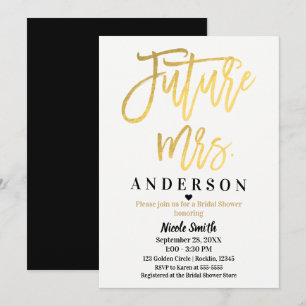 Future Mrs. Gold Foil Modern Script Bridal Shower Invitation
