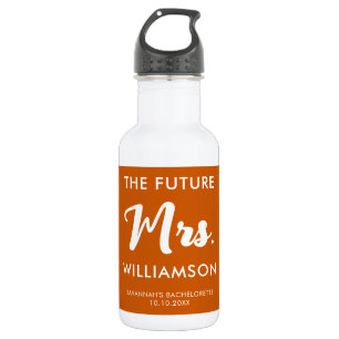 Future Mrs Last Name Celebration Orange And White 532 Ml Water Bottle