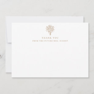 Future Mrs Line Art Floral Bridal Shower Flat Thank You Card