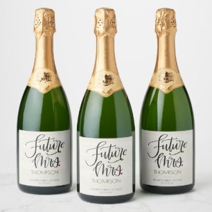 Future Mrs Modern Calligraphy Bridal Shower Sparkling Wine Label