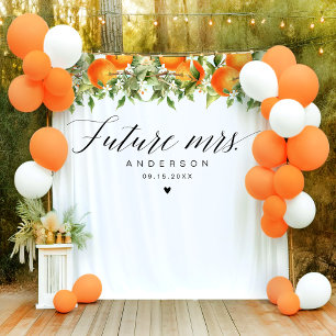 Future Mrs. Oranges Bridal Shower Backdrop Tapestry