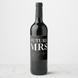 Future Mrs Personalised Black Wedding Wine Label