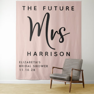 Future Mrs Personalised Blush Pink Bridal Shower Tapestry
