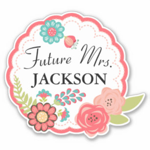 Future Mrs Personalised Floral Wreath Art