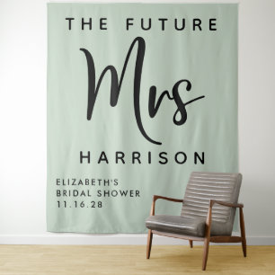 Future Mrs Personalised Sage Bridal Shower Tapestry
