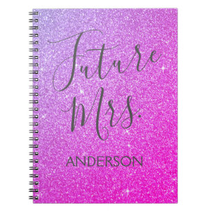 Future Mrs. Pink Purple Sparkle Glitter Notebook