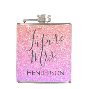 Future Mrs. Purple Bachelorette Sparkle Glitter Hip Flask
