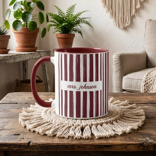 Future Mrs Red Stripes Bachelorette Party Custom Mug