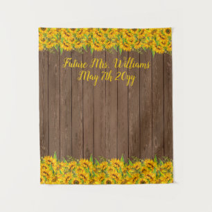 Future Mrs Rustic Sunflower Bridal Shower Backdrop Tapestry