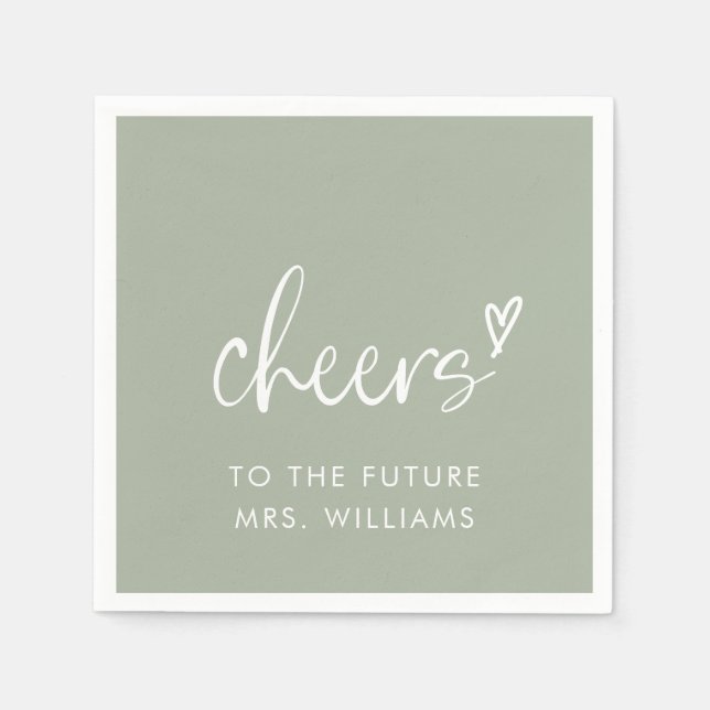 Future Mrs Sage Green Bridal Shower  Napkin (Front)