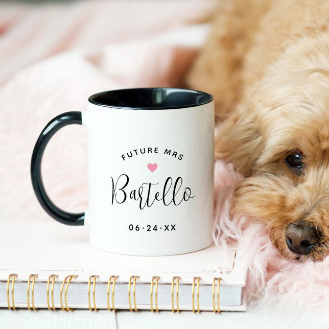 Future Mrs Script Black Wedding Monogram Mug (Creator Uploaded)