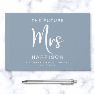 Future Mrs Silver Foil Dusty Blue Bridal Shower Guest Book