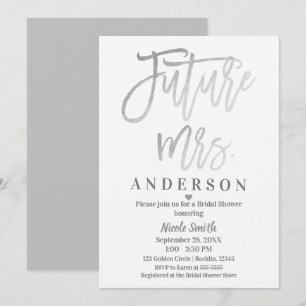 Future Mrs. Silver Modern Script Bridal Shower Invitation