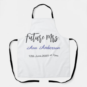 Future mrs surname bride to be purple gray name da apron