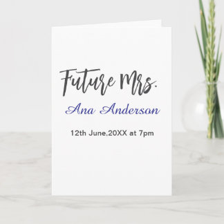 Future mrs surname bride to be purple gray name da card