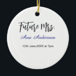 Future mrs surname bride to be purple gray name da ceramic tree decoration<br><div class="desc">design</div>