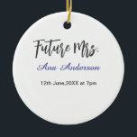 Future mrs surname bride to be purple gray name da ceramic tree decoration<br><div class="desc">design</div>