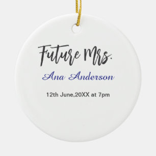 Future mrs surname bride to be purple gray name da ceramic tree decoration