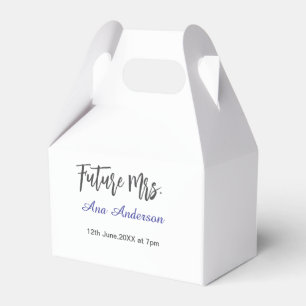 Future mrs surname bride to be purple gray name da favour box
