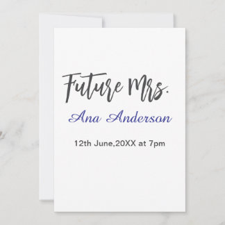 Future mrs surname bride to be purple gray name da invitation