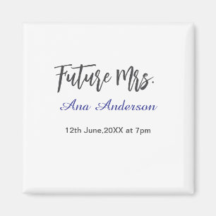 Future mrs surname bride to be purple gray name da magnet