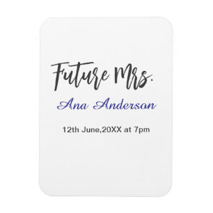 Future mrs surname bride to be purple gray name da magnet