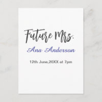 Future mrs surname bride to be purple gray name da