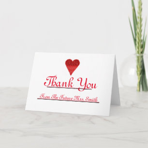 Future Mrs. Thank you Red Heart note Card