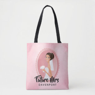 Future Mrs with Bride in Wedding Gown Tote Bag