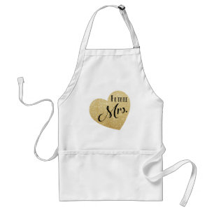 Future Mrs. with gold glitter heart wedding gift Standard Apron