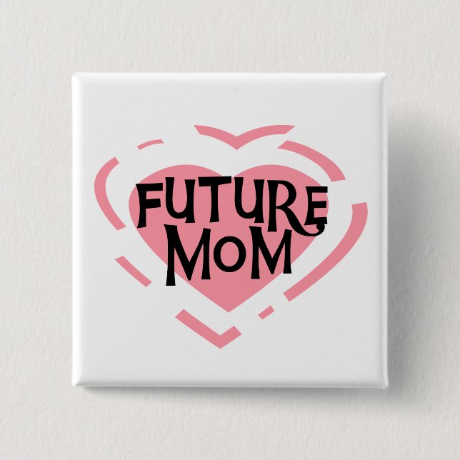 Future Mum Pink Heart Tshirts and Gifts 15 Cm Square Badge (Front)