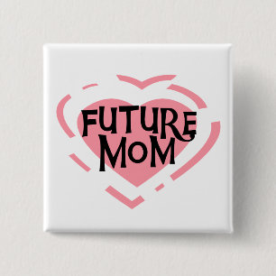 Future Mum Pink Heart Tshirts and Gifts 15 Cm Square Badge
