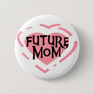 Future Mum Pink Heart Tshirts and Gifts 6 Cm Round Badge