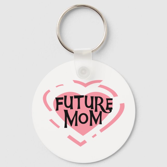 Future Mum Pink Heart Tshirts and Gifts Key Ring (Front)