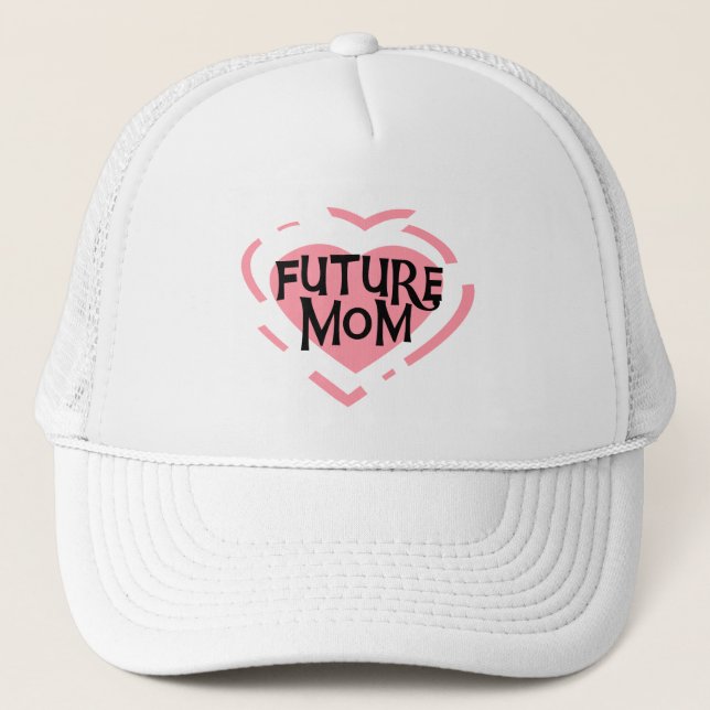 Future Mum Pink Heart Tshirts and Gifts Trucker Hat (Front)