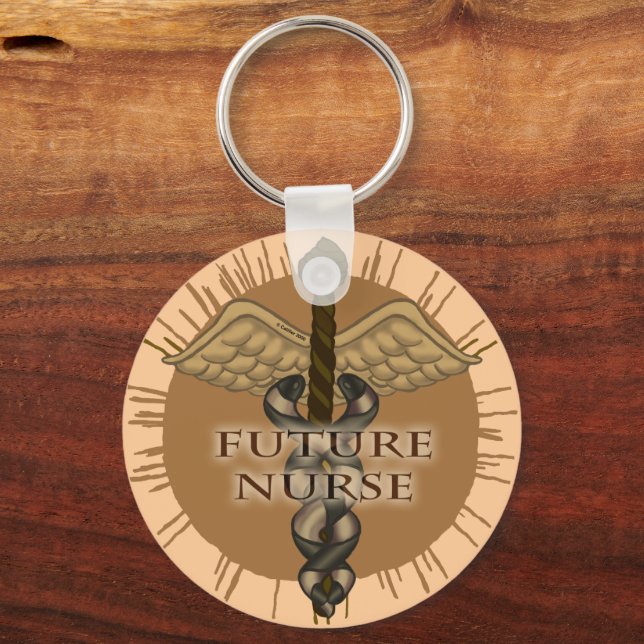 Future Nurse Caduceus keychain (Front)