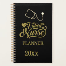 Future Nurse Elegant Modern Gold Black Minimalist