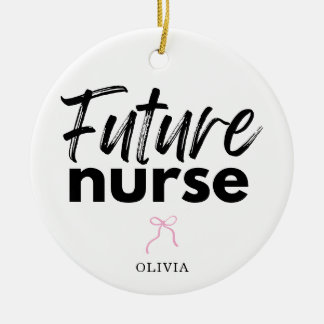 Future Nurse Graduation Script Ribbon Ceramic Tree Decoration