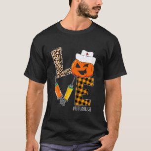 Future Nurse Halloween Pumpkin Leopard Love Nurse T-Shirt