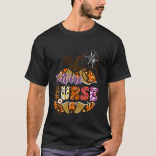 Future Nurse Halloween Pumpkin Leopard Nursing T-Shirt