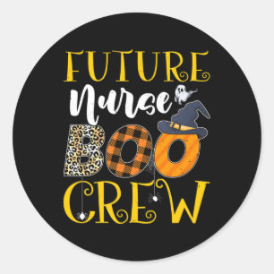 Future Nurse Leopard Future Nursing Halloween Boo Classic Round Sticker