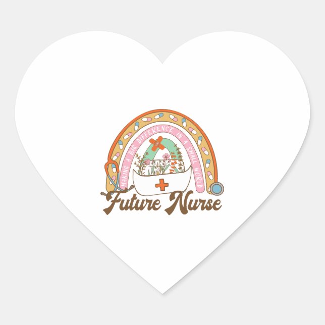 Future nurse Making a Big Difference Heart Sticker (Front)