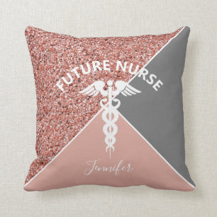Future Nurse Medical Pink Glitter Personalized Cushion