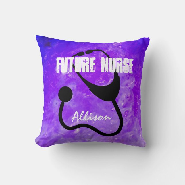Future Nurse Nursing Student Purple Personalised Cushion (Front)