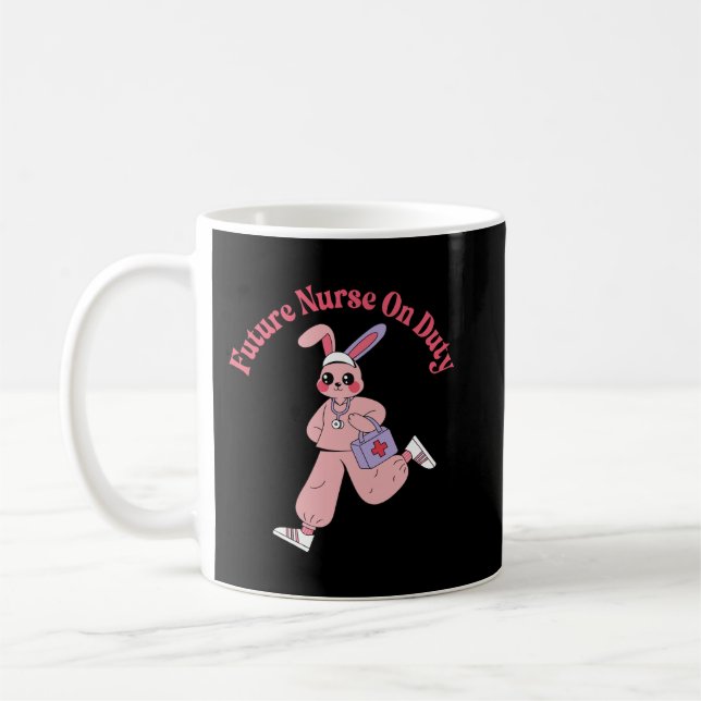  Future Nurse On Duty Cute Bunny Coffee Mug (Left)