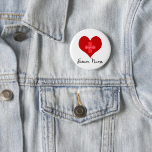 Future Nurse - Red Cross EKG Heart 6 Cm Round Badge