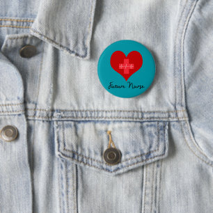 Future Nurse - Red Cross EKG Heart 6 Cm Round Badge
