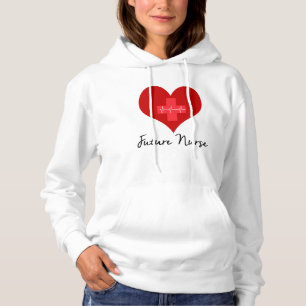 Future Nurse - Red Cross EKG Heart Hoodie