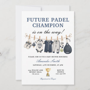 Future Padel Champion Boy Clothesline Baby Shower Invitation